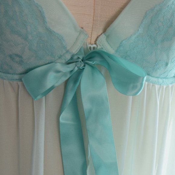 Sheer Tiffany Babydoll with Bow and Lace - Picture 5 of 8